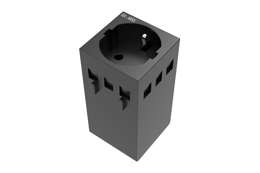 Модуль сетевая розетка Wize Pro [WRTS-M-POW] (европейская) 220В для врезного лючка серии M, с кабелем питания, занимает 2 модуля