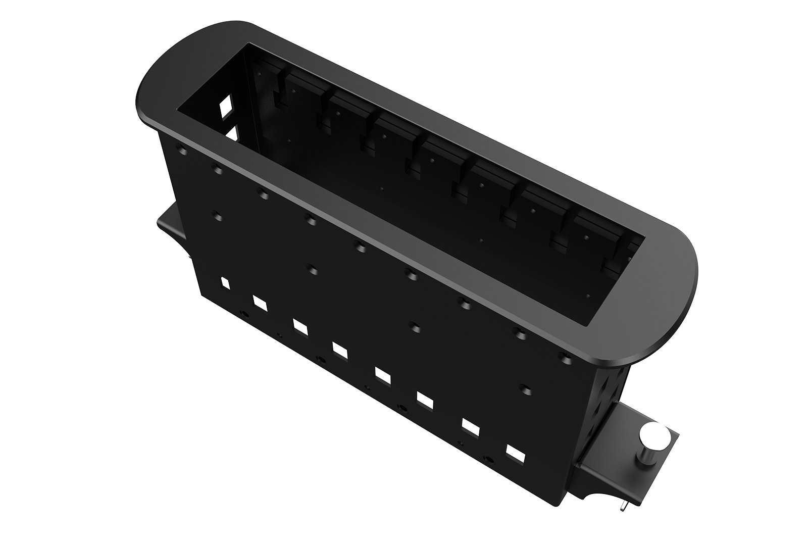 Прямоугольный металлический корпус Wize Pro [WRTS-M-8BOX-B] серия M, для модульной системы врезного лючка в стол с убирающейся крышкой для установки до 8 модулей-вставок серии М, черный