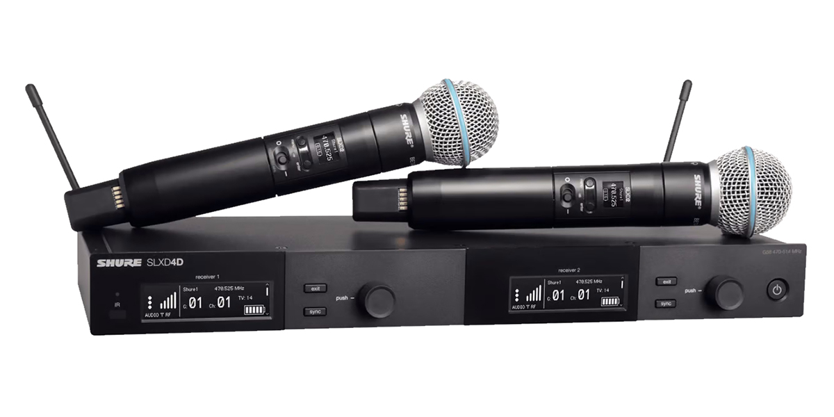 Цифровая двухканальная система SLX-D SHURE [SLXD24DE/B58-H56] с ручными передатчиками SLXD2, диапазон 518-562 МГц, суперкардиоидный капсюль Beta 58A